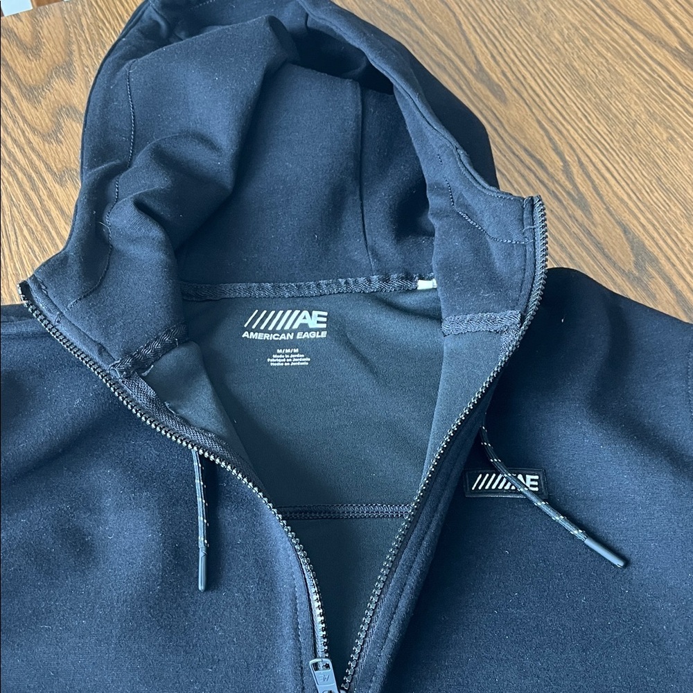 American Eagle Outfitters Men's Black Zip-Up Sweater